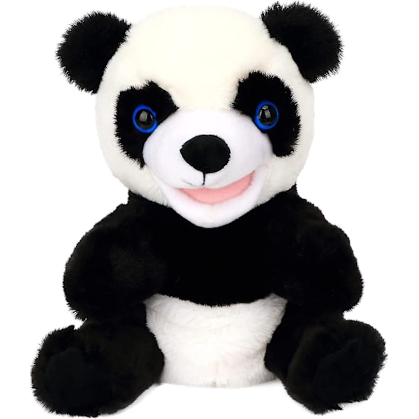 Panda-käsinukke pehmoeläinlelu liikuteltavalla suulla roolileikkeihin ja tarinankerrontaan
