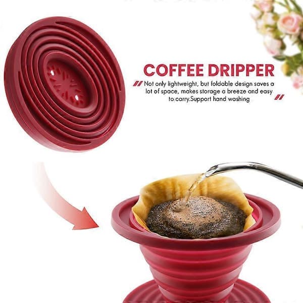 Sammenklappelig kaffefilterholder til camping, genanvendelig silikone kaffefilterholder til hjemmet