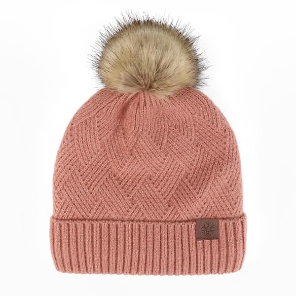 Hat til kvinder og mænd - Vinterhat - Damehue med manchet - Varm hue - Grå pink