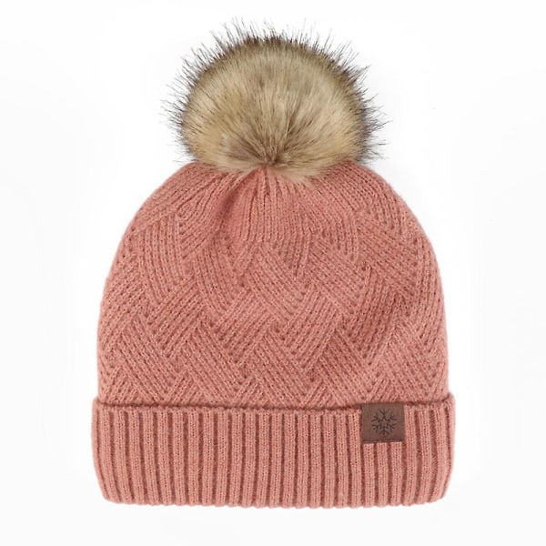 Hatt for kvinner og menn Vinterlue Dame Mansjett Beanies  Lue Varm  Luer Grå pink