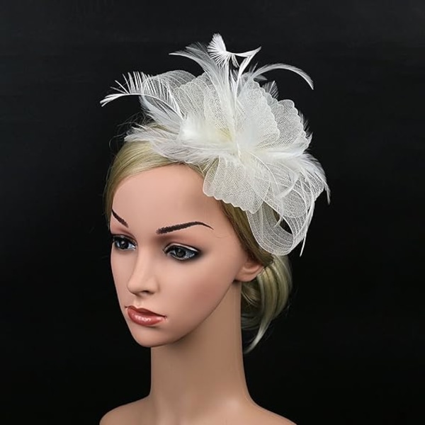 Kvinners Fascinator Hat Blomster Bryllup Fascinator Hodebånd Fjær Flapper Brud Hodeplagg Hodeplagg Pillbox Hat Bowler Mini Topp Hat