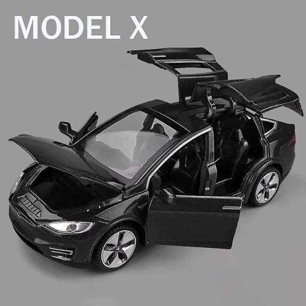 1:32 Tesla Model X Model 3 Model S Model Y Legeret bilmodel Diecasts Legetøjsbil Lyd Og Let Børnelegetøj Til Børn Gaver Drengelegetøj Model X Black
