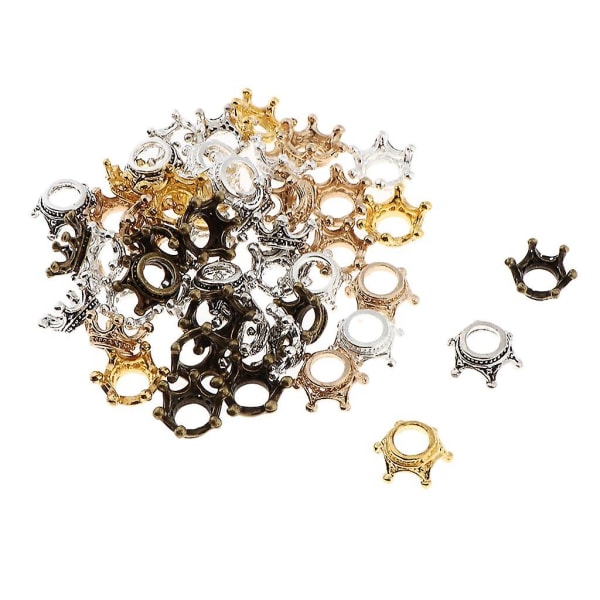 50 stk blandede farger Crown Charms perler for smykker å lage halskjede øredobber