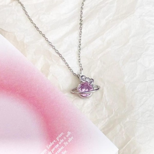 Sanrio Hello Kitty Halskæde Kawaii Pink Planet Koreansk Version af - Perfekt