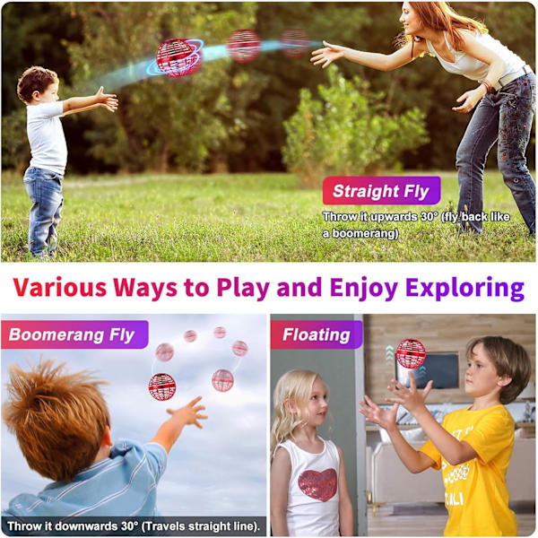 Kosmisk Globus Flyvende Spinner med 360° Roterende RGB Lys, Håndcontroller Mini Drone, Flyvende Underkopbold, Gyro Bold Legetøj til 6 7 8 9 10+ Dreng Pige Red