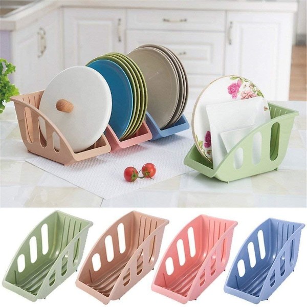 Set med 4 plastdiskställ för kök, tallrikar, grytlock, diskställ, arrangör, diskställ för köksskåp