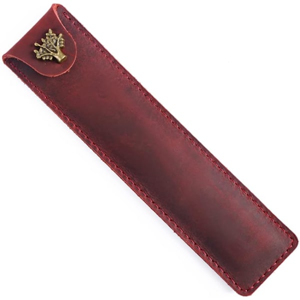 Lær Penn Pung Fountain Penn Pung Enkelt Penn Etui Holder Holdbar Penn Etui Skrivebordsutstyr for Kontorveske Pung Holder Boks Organizer Vinrød