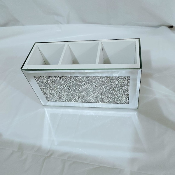Makeup børsteholder arrangør knust diamant spejl juvel skønhed boks kop beholder opbevaringskasse