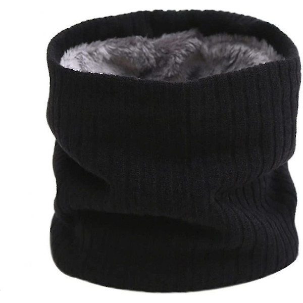 Halsduk i oändlighet, dubbelskiktad, vindtät, grå, cirkelformad, stickad halsduk Black