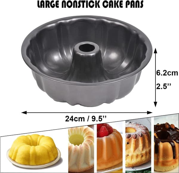 Ringform, 24 cm/9,6 tommer rund kageform, non-stick bageform, kulstofstål, riflet ringform