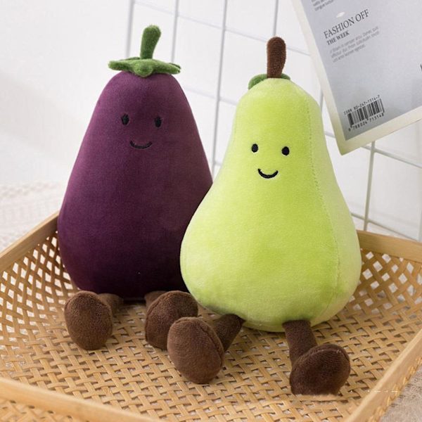 Frukt Plyschleksak Banan Persika Päron Aubergine Tecknad Docka Plysch Ornament Frukt Fylld Docka Fest Hem Bord Dekoration Gåvor Pear