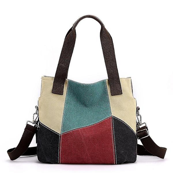 Kontrast Canvas Väskor, Damstora Retro Kontrast Sömnad Tygväska red