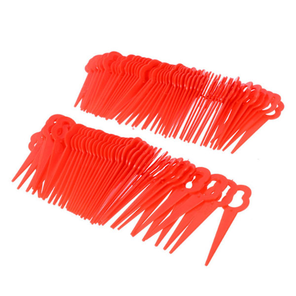 100 Red Plastic Blades for Einhell Cordless Grass Trimmer with 12x7mm Mounting Hole