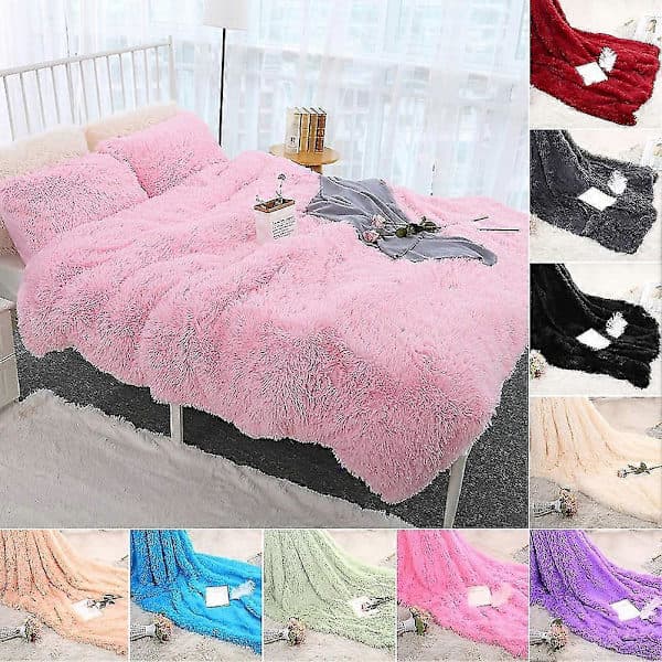 80x120cm Blødt Fluffy Rya Tæppe Varm Seng Sofabetræk Sengetæppe Tæppe Lys orange