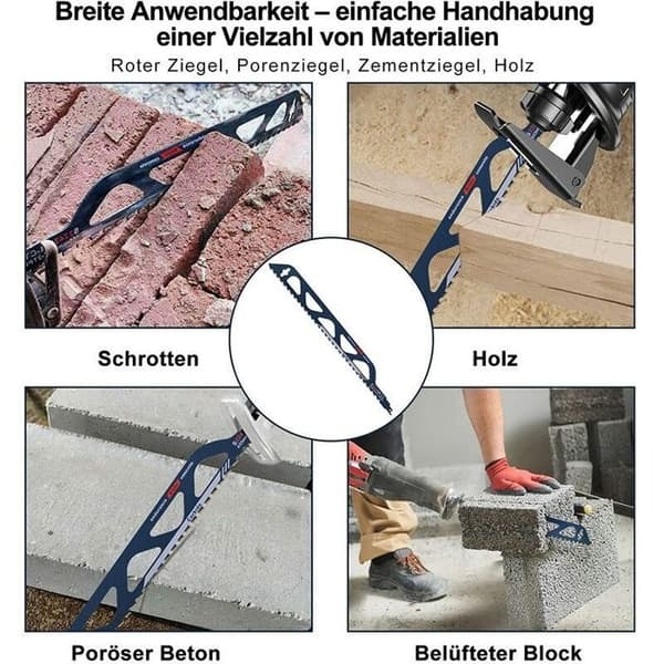 Bajonettsagblad i wolframkarbidstål for metall, tre, stein, tilbehør til bajonettsag (455 mm (S2243HM))