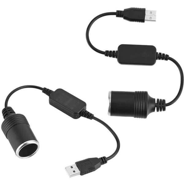 Sigarettenneradapteromformer, USB-port til 12V sigarettennerpluggomformerkabel - 60cm