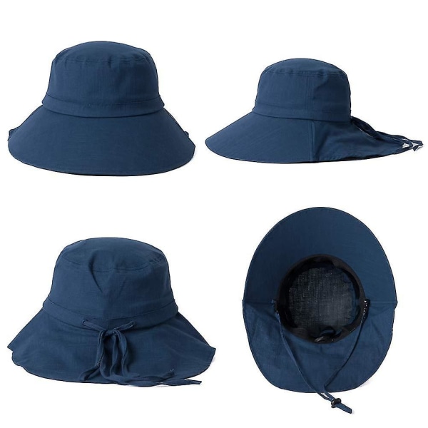 Solhatt Foldbar Sommerhatt Upf 50 + Med Halsbånd Kvinners Bomull 7-12 Dagers Levering Hy
