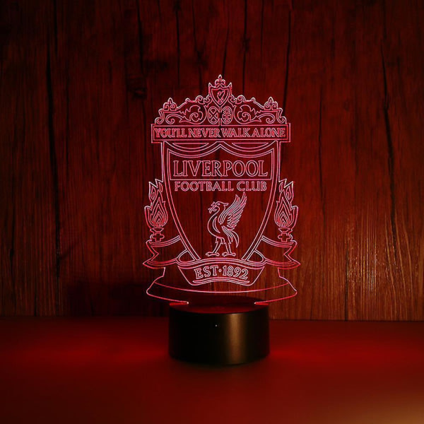 3D LED nattlampa Liverpool fotbollsklubb nattlampa för barn i sovrummet