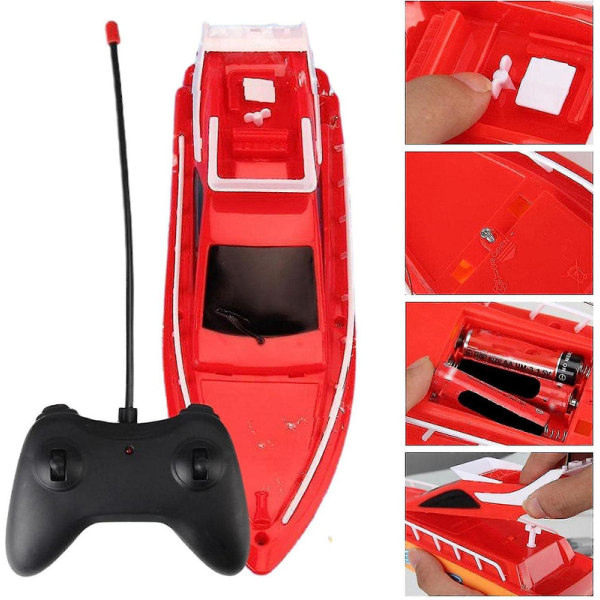 Fjärrstyrd båt för barn och vuxna, Rc-båtar 2,4 GHz elektroniska fjärrstyrda båtar, snabb Rc-racerbåt [DmS] Red