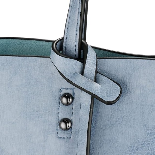 Mjukt PU-läderhandväskor för damer med stor kapacitet Retro Vintage Topphandtag Casual Tote Axelväskor, Tote Bag Handväskor för kvinnor (blå)