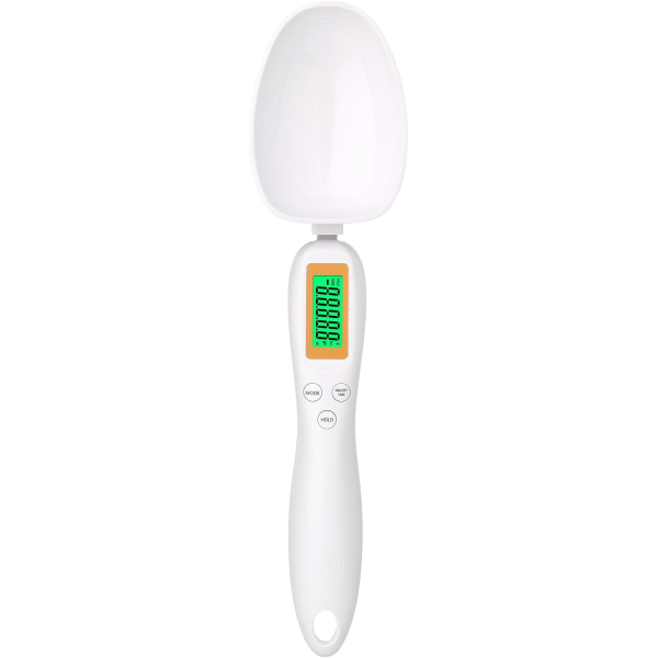 Digital mätning sked, vägnings sked skala 500g / 0.1g hög precision med LCD-skärm display för kök White