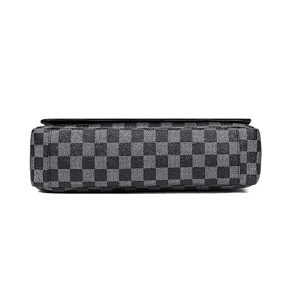 Herr Casual Rutig Axelväska Läder Sport Messenger Bag