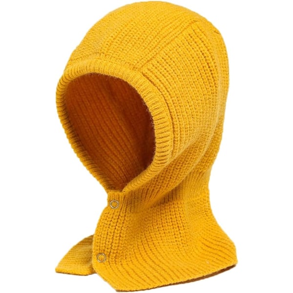 Balaclava strikket genserhette Vinter varmt hetteskjerf Beanie lue for kvinner, menn (gul)