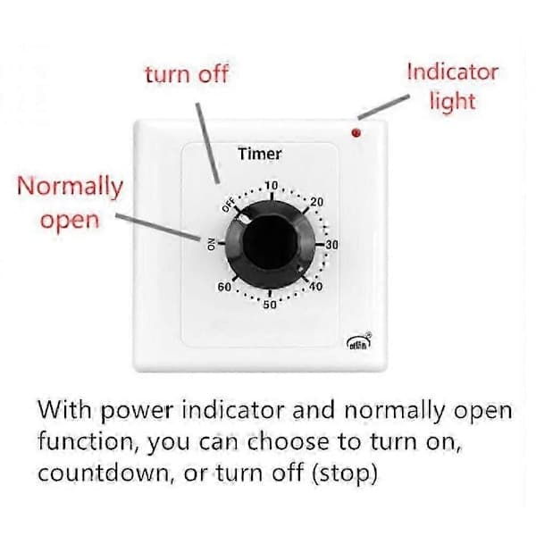 120 min. timerkontakt, AC 220V 15A intelligent mekanisk nedtællingstimerstik tidsafbryder 86 panel timer kontrolknap