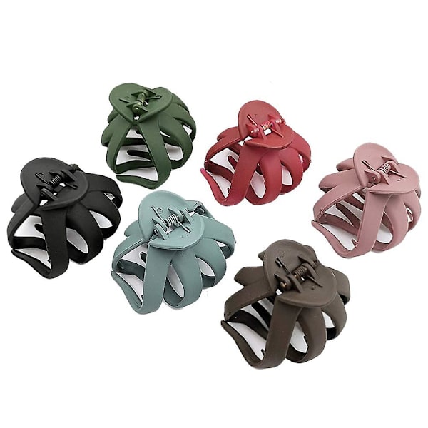 Sett med 6 mellomstore hårklokker med sklisikker grep, blekksprutkjeveklemmer, matte tykke hårklemmer, tilbehør til daglig frisyre for kvinner og jenter