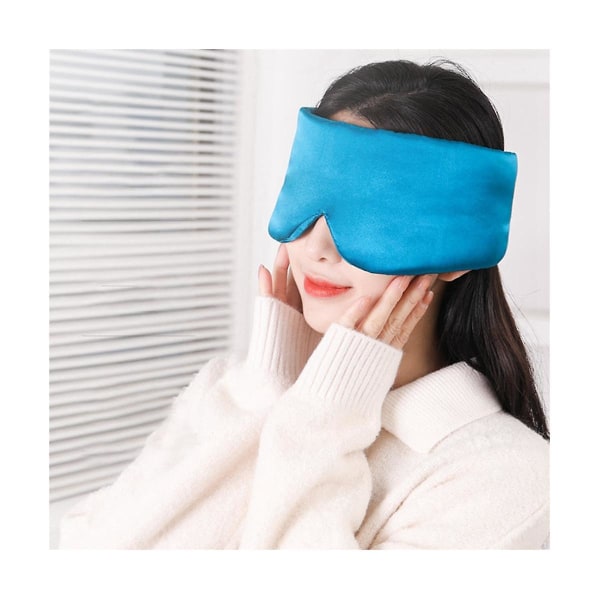 Unisex mask för nattsömn, mörkläggningsmask för ögon, sömnmask i siden med klistermärken (blå)