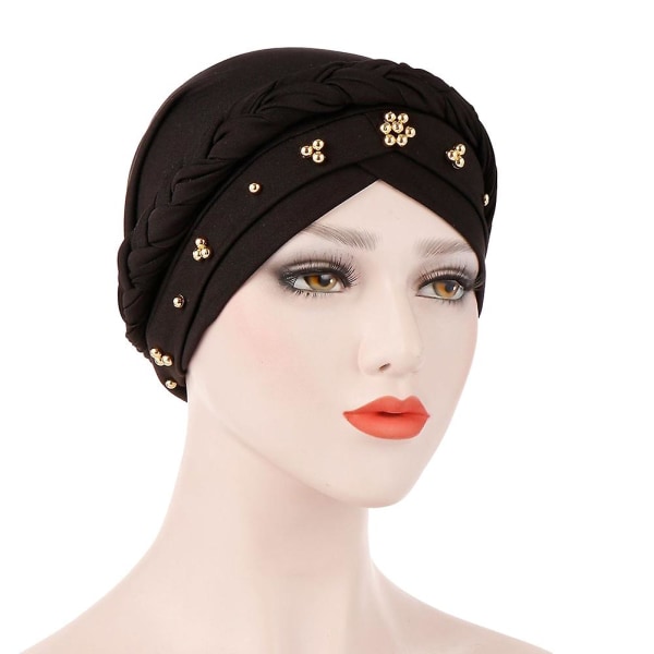 Turban Cap Bra Elastiskt Mode Tillbehör Mjölk Silk No Brätte Twist Beanie Headwrap För kvinnor