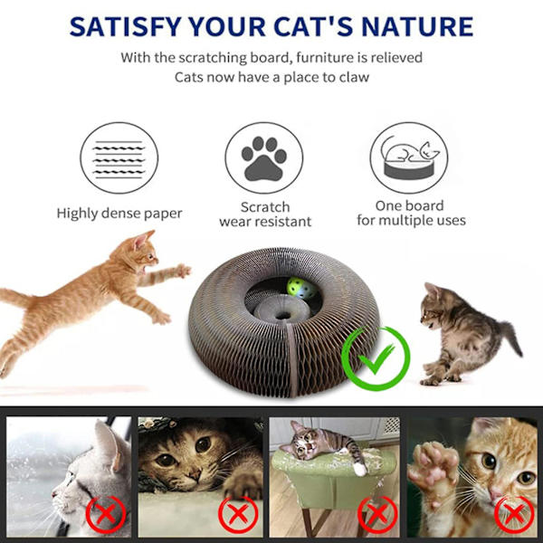 Ny ankomst kattklösbräda, katt dragspel leksak kattklösstolpe bollspår, kattklösare tass dragspel för katter interaktiv kattunge rolig intelli
