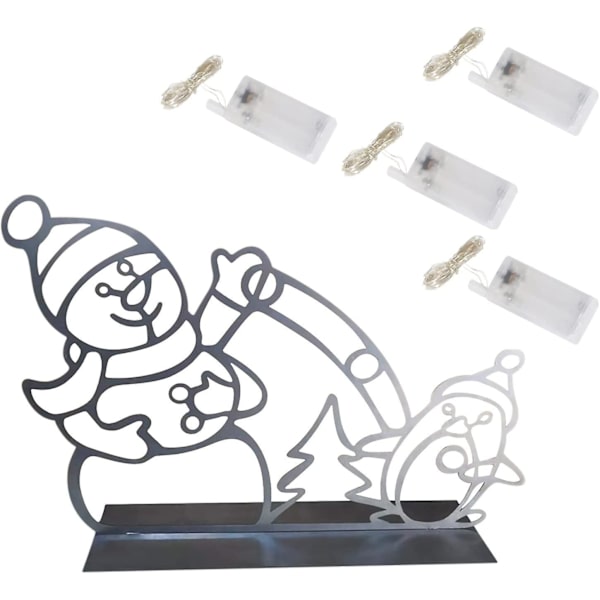 DIY Lekfull Animerade Snögubbe Snöbollskrig Juldekoration Ljus, Utomhus Glödande Snögubbe Strängljus