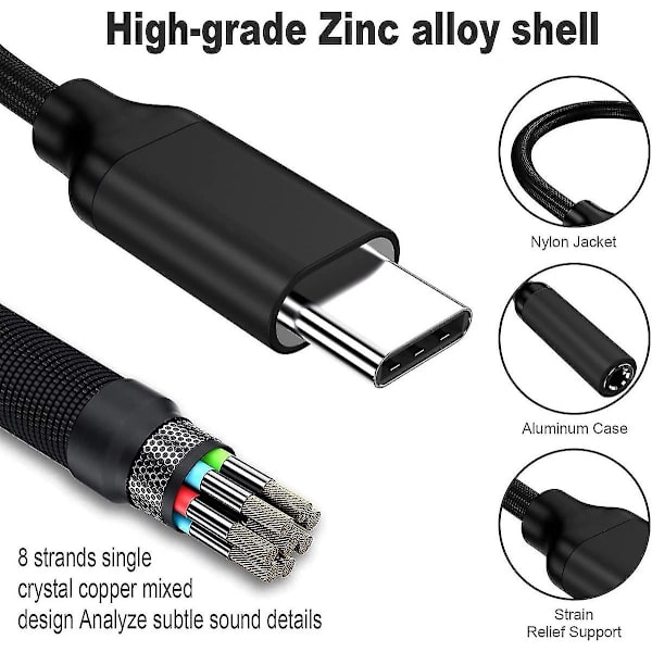 Usb-C-3,5 mm:n naaraspuhelinliitinsovitin, Usb-C-Aux-ääniliitinsovitin, yhteensopiva Pixel 4 3 2 Xl:n, Samsung Galaxy S21 S20 Ultra S:n kanssa