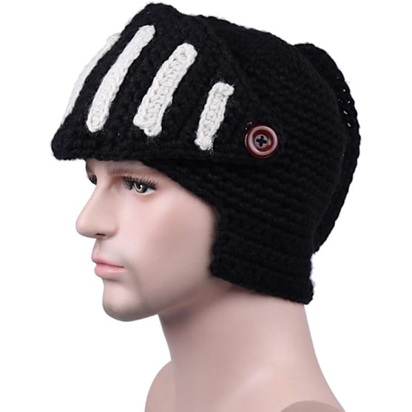 Hatt Visor Virkad Stickad Mössa Hatt Mask Set Handgjord Vinter Stickad Mössa Hatt Vinter Romersk Riddare Stickad Hatt Öronlapp Skidmössa Vinter Stickad Hatt Gladiator