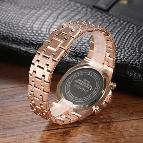Cagarny 6835 Herre Quartz Ur med Stållænke Rose Gold   White