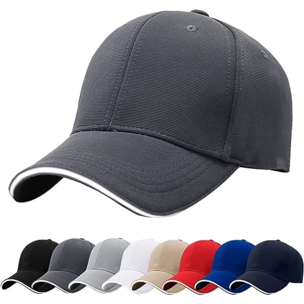 Baseballkepsar för män, 100 % bomull 6 paneler vanlig enfärgad hatt, förböjt visir Justerbar andas sommarsolhatt Cap för utomhusbruk.