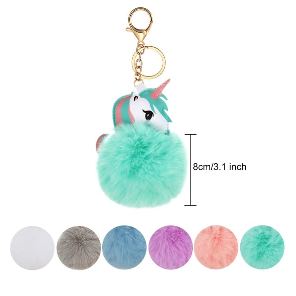 6 stk. søde dyre pom pom nøglering kunstig plys fluffy nøgleringe til piger