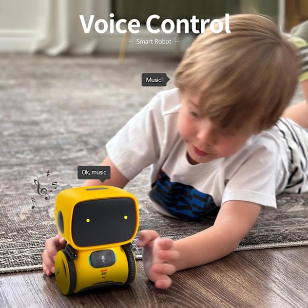 Interaktiva Smarta Robotleksaker, Robotleksaker på Engelska, Röststyrning & Beröringssensor, Dansa & Sjung & Gå, Inspelare & Prata Som Du Yellow