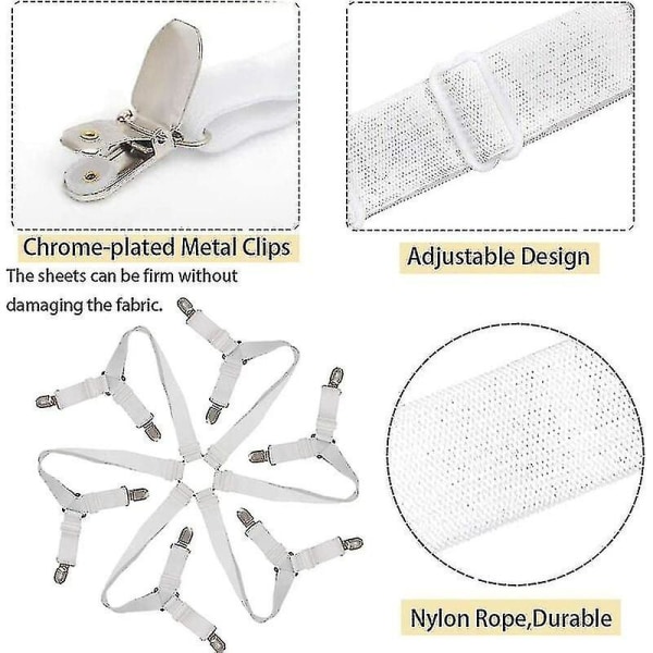 Spännlakan Sträckare Lakan Justerbar Spännlakan Klämma Elastisk 3 Vägar 6 Sidor Sängkläder Remmar Lakan Fästen För Lakan Soffa Kudde