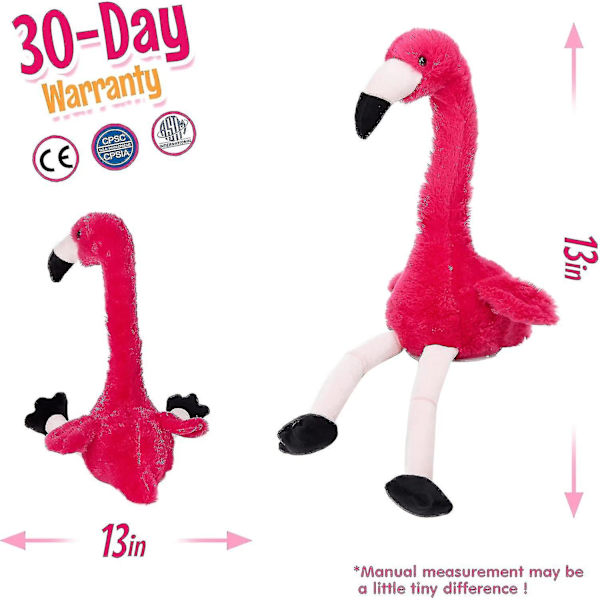 1 st Pratande Flamingo Upprepar Vad Du Säger Interaktiv Söta Plyschleksaker Stoppade Djur Födelsedagspresenter För Pojkar Och Flickor, Röd