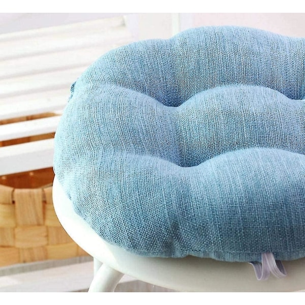 Linned pude, tyk rund sædehynde blød, åndbar stolpude egnet til spisestuestol brostol tatami-diameter: 40 cm (hy)