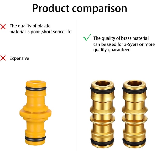 Mässing trädgårdsslanganslutningar för trädgårdsslangkran (4 st, guld)