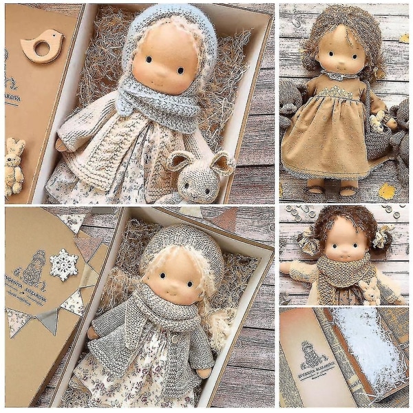 Mjuk docka Waldorf handgjord mjuk stoppad bomullsdocka flicka med gyllene lockigt hår bästa present till barn plyschtyg Kawaii dockleksaker-i C