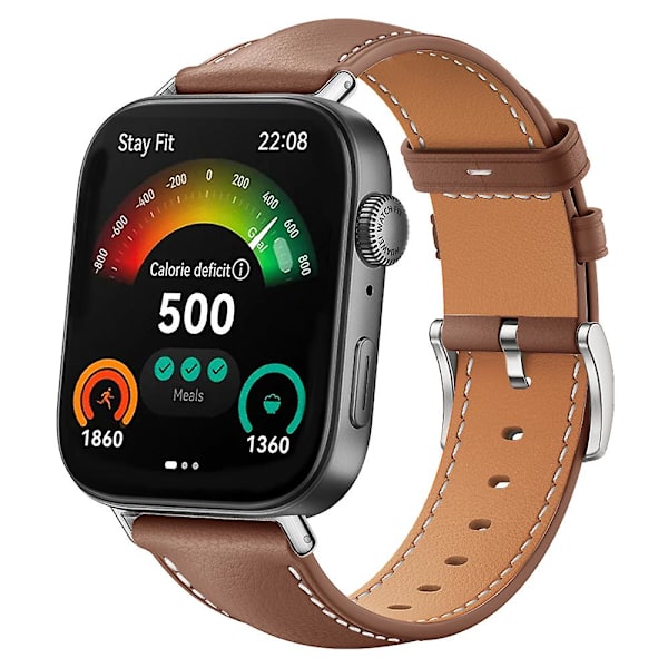 Aito nahkainen kapea ranneke Huawei Watch Fit 3 -kelloon Brown