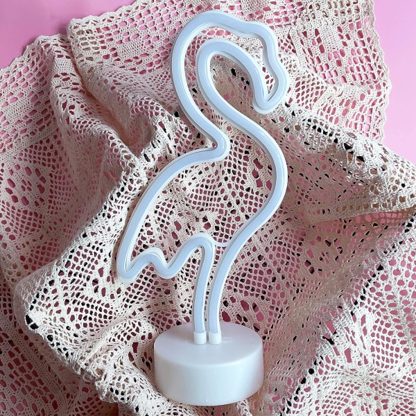 Flamingo Neon Lys Skilt, Jenter Nattlys Flamingo Dekor USB/Batteri Rosa Dekor Flamingo Neon Lampe med Holder Base Flamingo Gaver til Kvinner