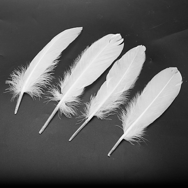 100 stk White Feathers Goose Craft-kompatibel festlue håndverk 15-22cm