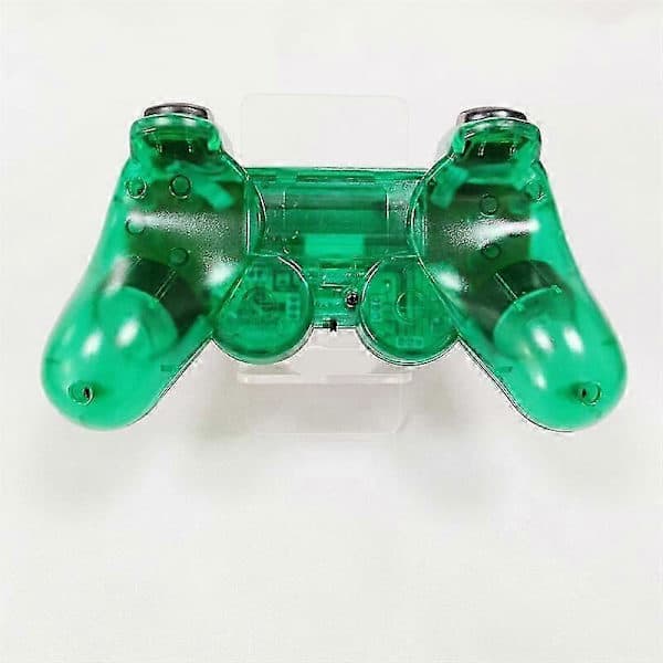 Til Sony PS2 Trådløs 2.4GHz Dual Vibration Kontrol Controller Transparent Grøn Green
