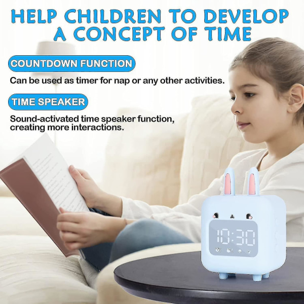 Digitaler Wecker Fr Kinder, Hschen-kinderwecker Fr Mdchenzimmer Mit Nachtlicht-countdown,blau Hy