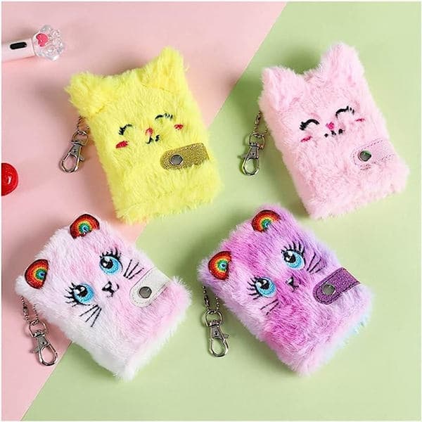 Notesbog Spiral Sød Kat Plys Notesbog Kawaii Vedhæng Nøglering Notesbog Daglig Plan Dagbog Notesblok Papirvarer (Farve : PK)